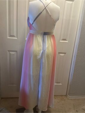 Women’s Pastel Ombre Maxi Dress with Crisscross Straps